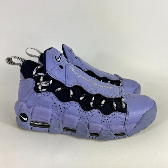 Nike Air More Money Sneakers Women's 6.5 Purple Black Leather Slip On A01749-400 - Picture 2 of 9